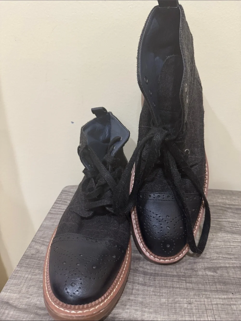 Men's Black Chukka Wingtip Boots with Contrast Brown Sole